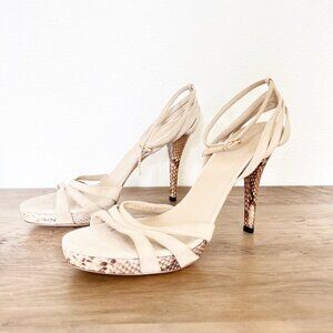 Gucci Suede Leather Python Heel Ankle Strap Pumps 9.5B